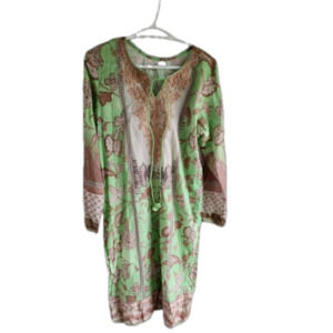Beautiful Unique Green & Tan Kurta tunic SZ Medium